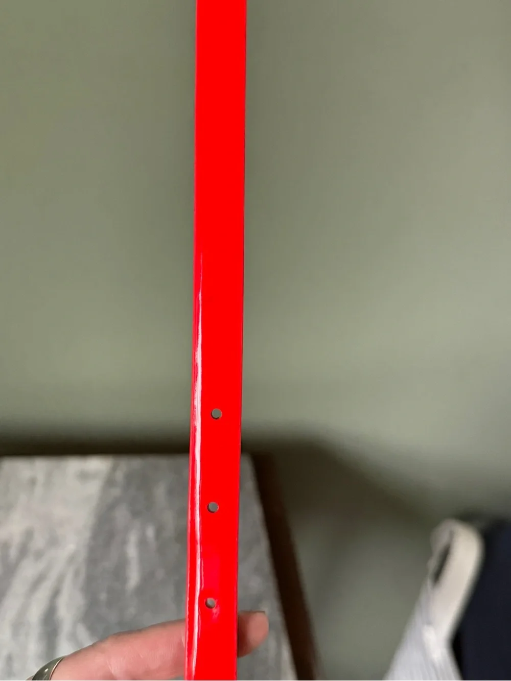 J. Crew - Patent Bright Red Skinny Belt with Gold Buckle - Size S